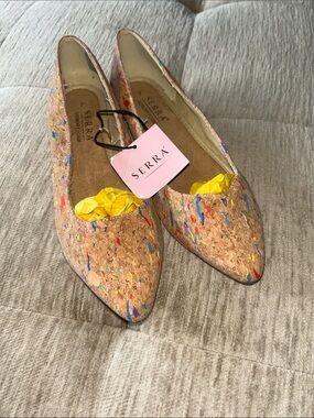 NWT Serra Multicolor Speckled Cork Pointed-Toe Flats Size 7